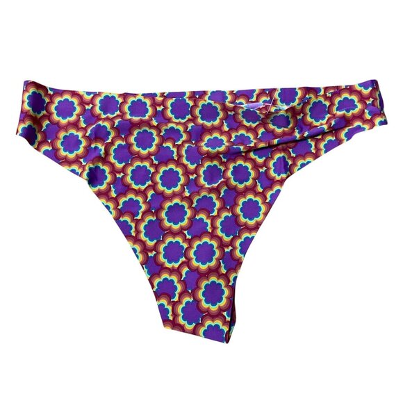 NWT Cheek Boss Purple and Yellow Starburst Thong Size: X Large - Picture 1 of 5